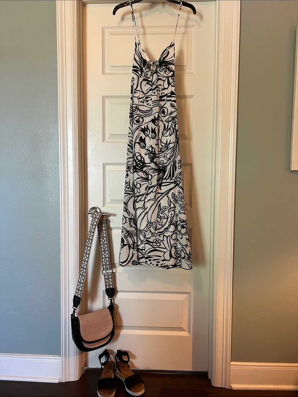 Zara Black & White Floral Slip Maxi Dress